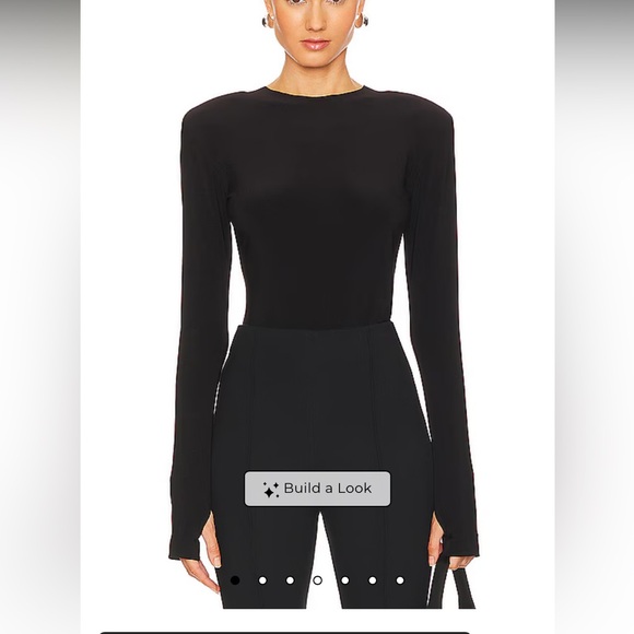 Norma Kamali Tops - Norma Kamali shoulder pad elastic Black Long-Sleeve Top with thumbholes